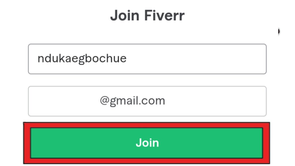 Fiverr account username and email address