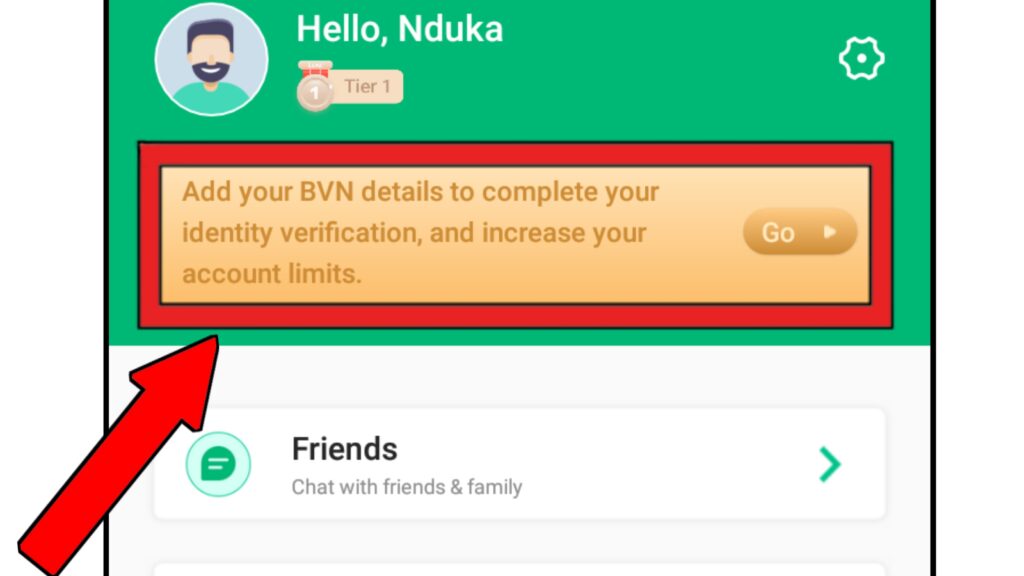 BVN settings on Opay app