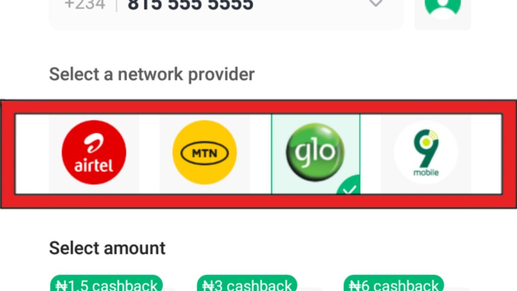 Airtime service providers on Opay (MTN, Airtel,Glo etc)