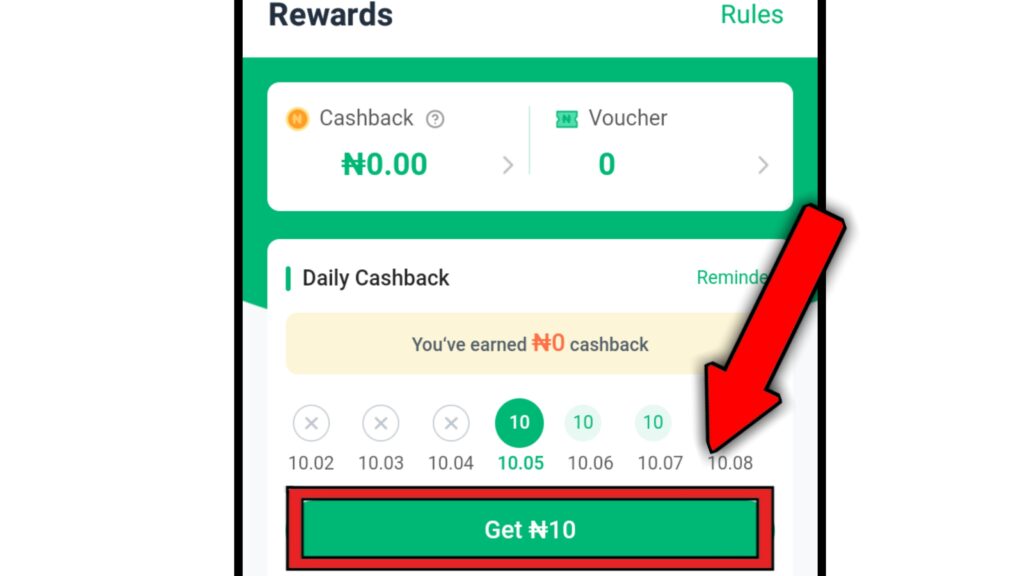 Opay app daily cashback feature
