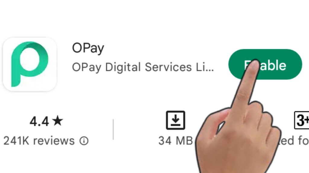 Opay app on google play store (over 10 million downloads)