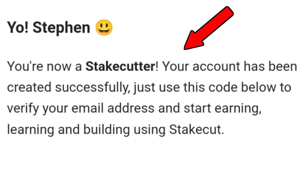 Welcome email from stakecut